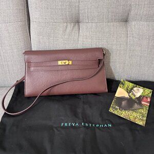 Kelly Elan Style Genuine Leather Pochette Shoulder Handbag Brown *LIKE NEW*